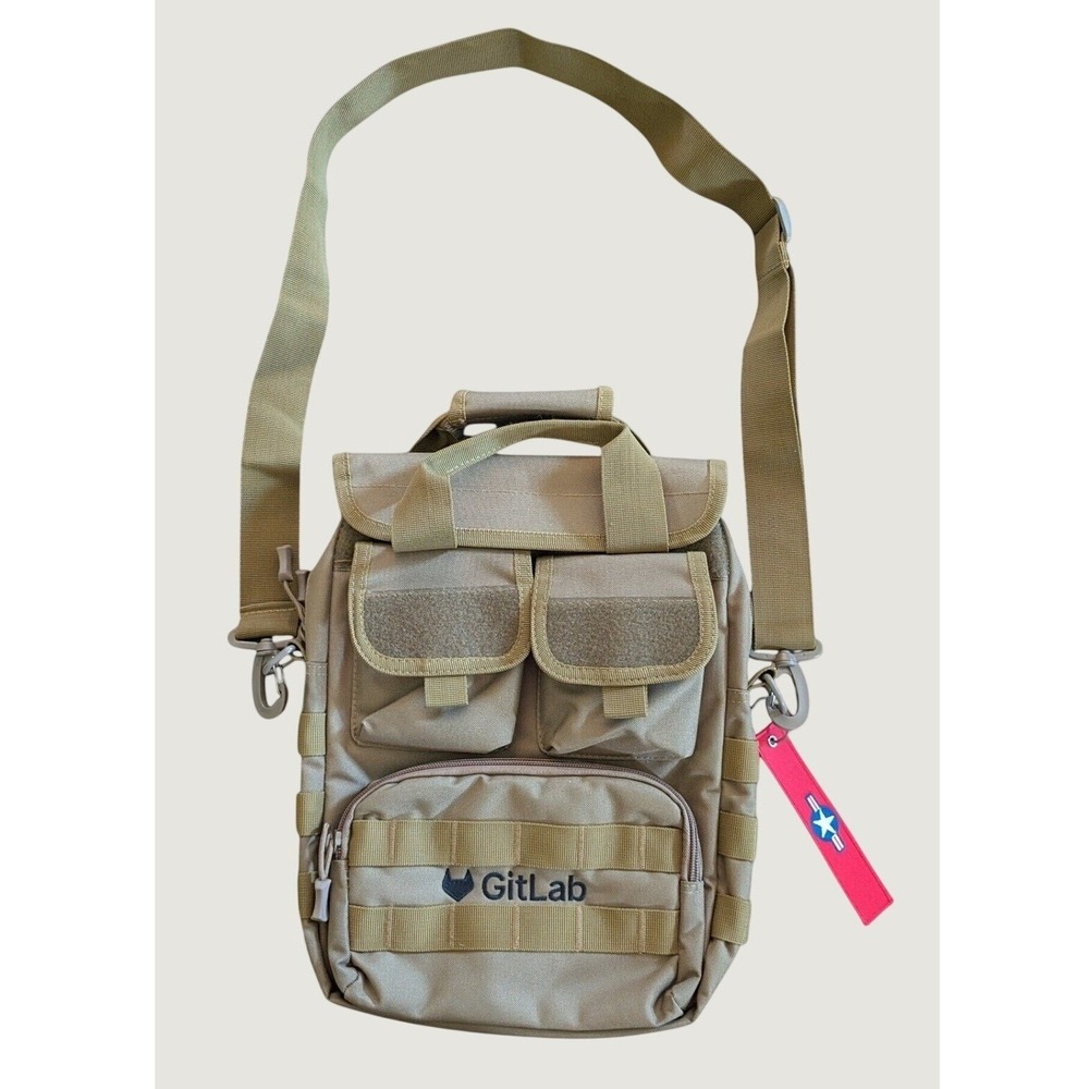 GitLab DevOps Swag Tactical Sling Bag Tan MOLLE EDC Tech Collectible Flight Tag